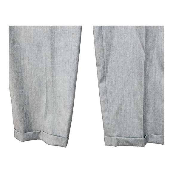 Mens 34x28 Gray Pleated Cuffed Dress Pants Relaxed Straight Career Custom Cut - Picture 4 of 10